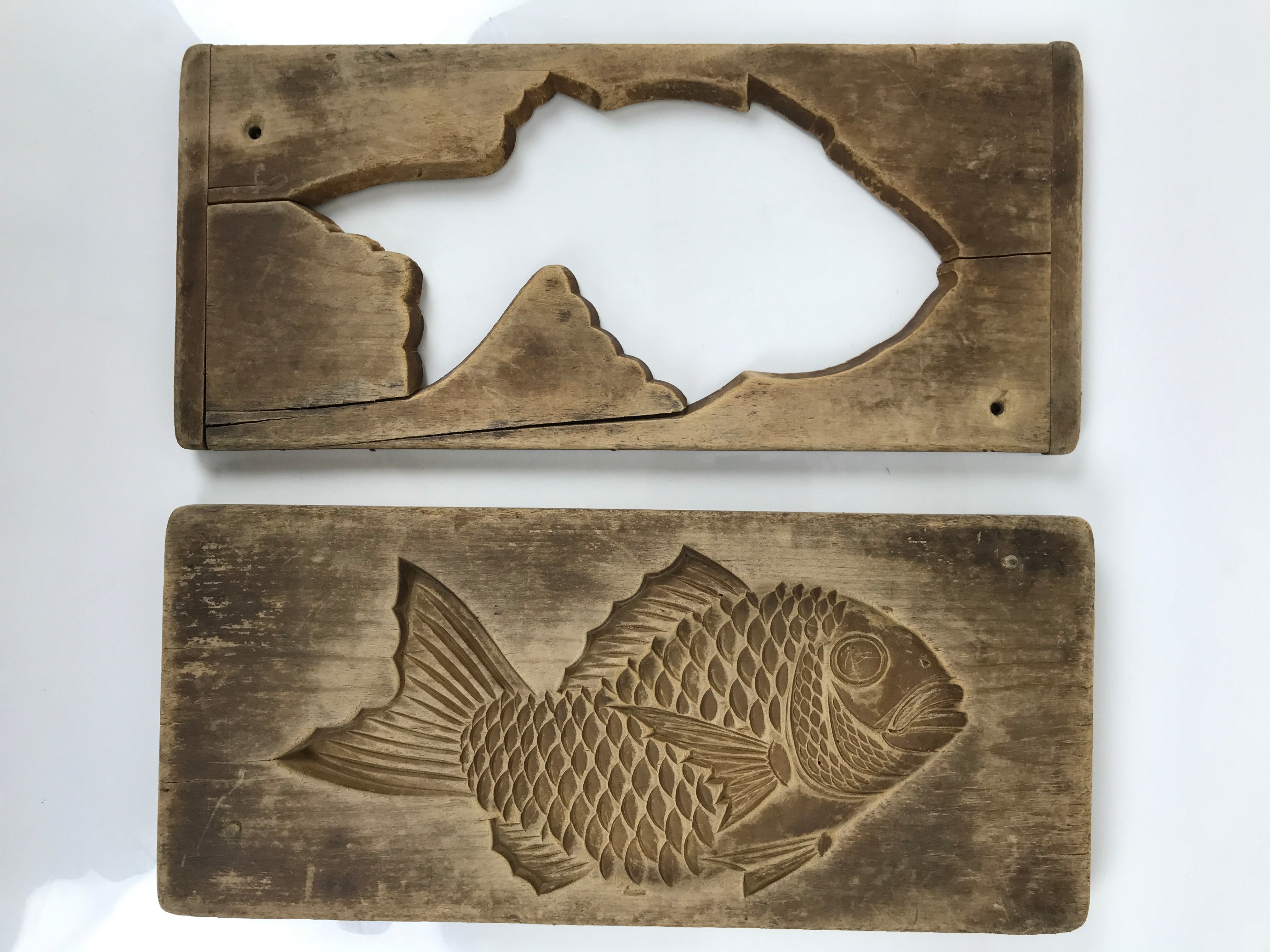 Japanese Wood Carved Kashigata Cake Mold Vtg Sweet Wagashi Tai Madai Fish Kg812