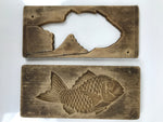 Japanese Wood Carved Kashigata Cake Mold Vtg Sweet Wagashi Tai Madai Fish Kg812