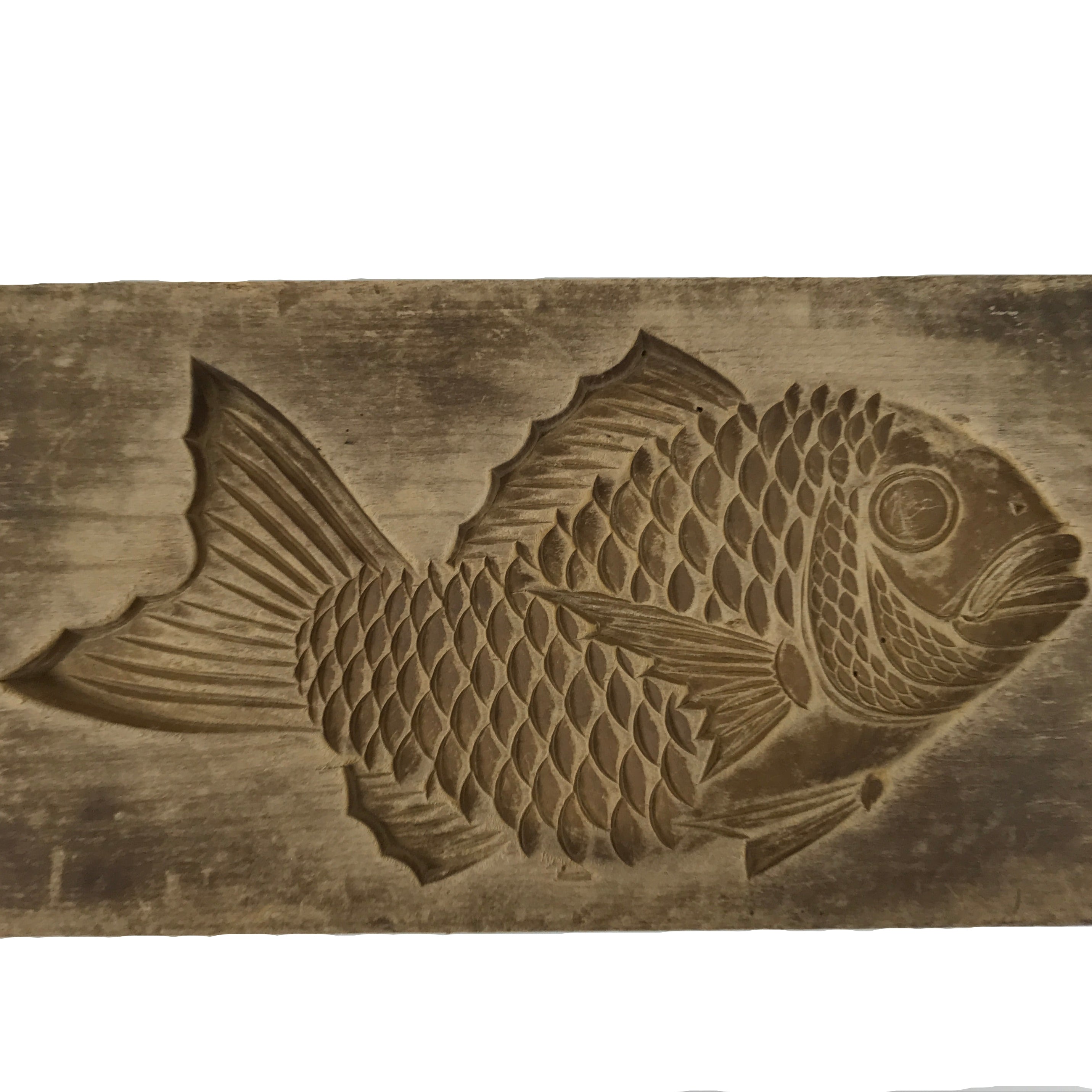Japanese Wood Carved Kashigata Cake Mold Vtg Sweet Wagashi Tai Madai Fish Kg812