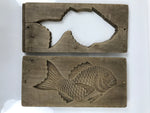 Japanese Wood Carved Kashigata Cake Mold Vtg Sweet Wagashi Tai Madai Fish Kg813