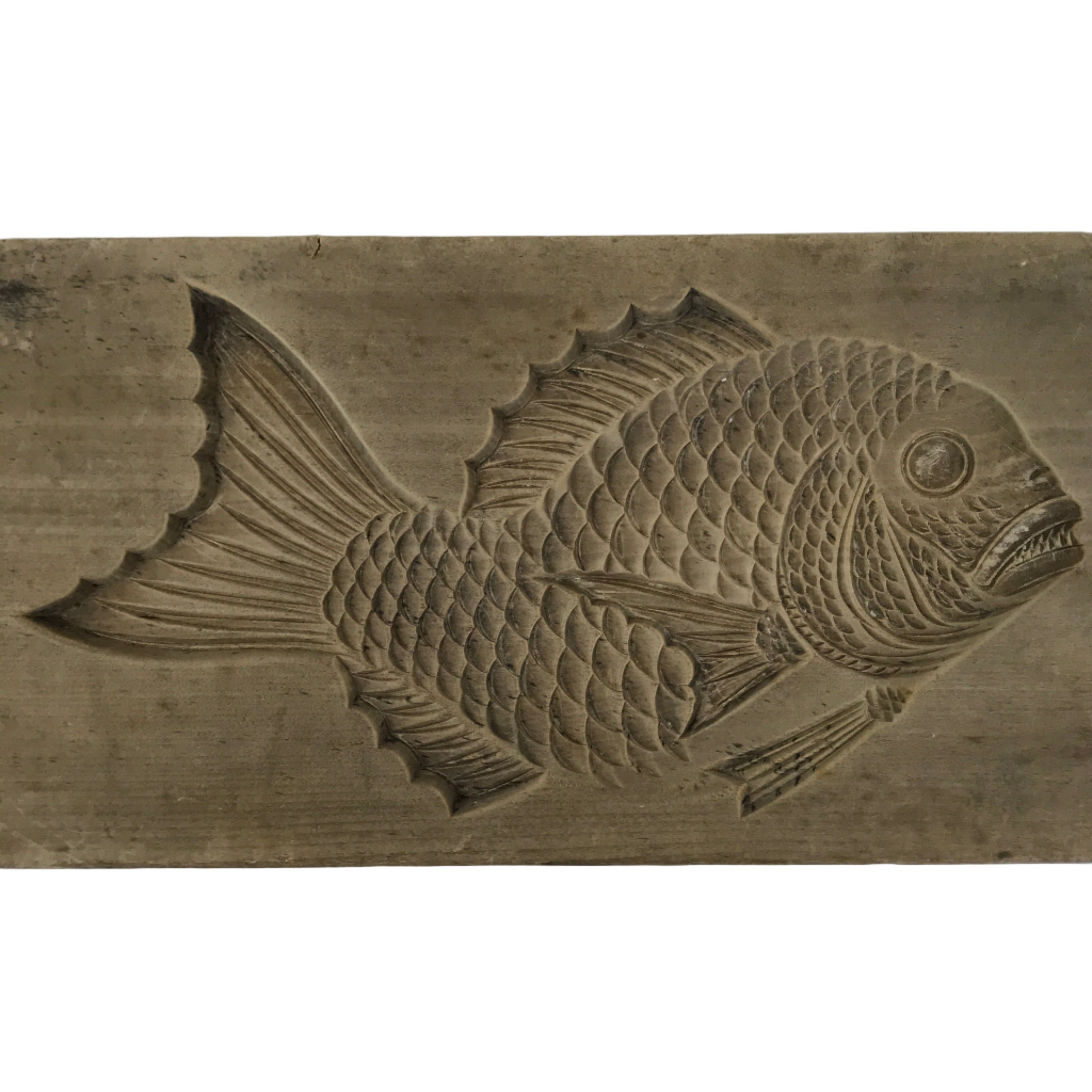 Japanese Wood Carved Kashigata Cake Mold Vtg Sweet Wagashi Tai Madai Fish Kg813