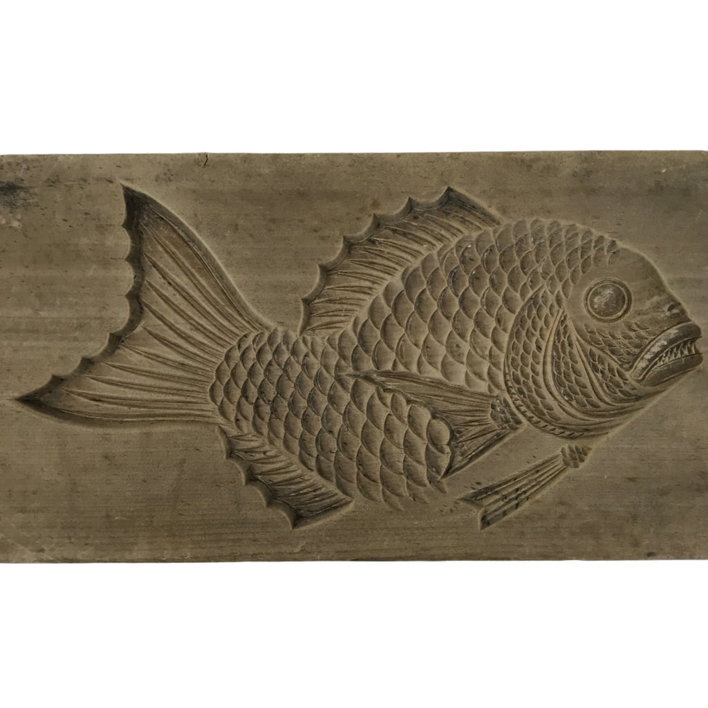 Japanese Wood Carved Kashigata Cake Mold Vtg Sweet Wagashi Tai Madai Fish Kg813