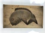 Japanese Wood Carved Kashigata Cake Mold Vtg Sweet Wagashi Tai Madai Fish Kg814