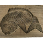 Japanese Wood Carved Kashigata Cake Mold Vtg Sweet Wagashi Tai Madai Fish Kg814