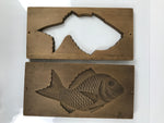 Japanese Wood Carved Kashigata Cake Mold Vtg Sweet Wagashi Tai Madai Fish Kg815