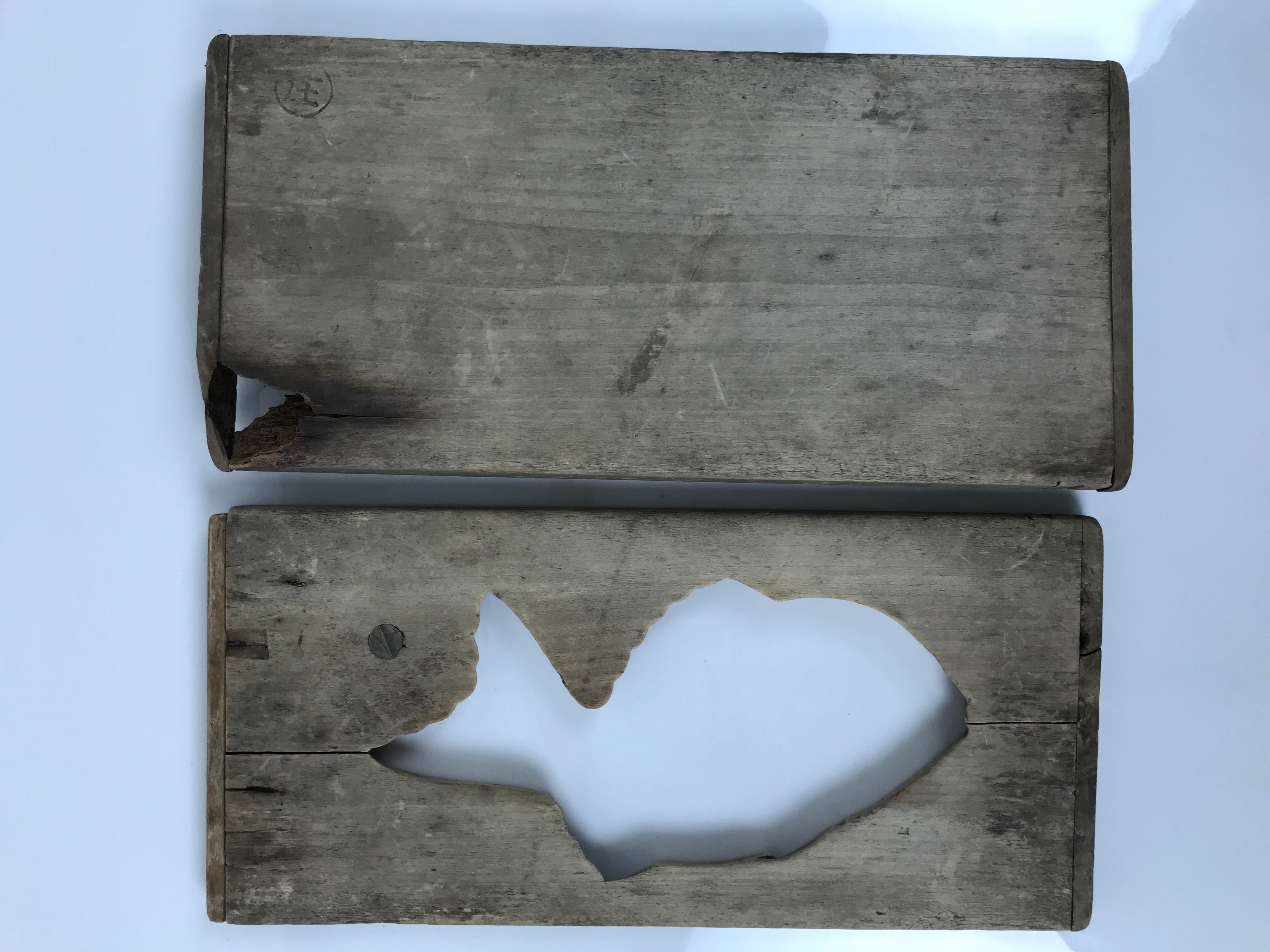 Japanese Wood Carved Kashigata Cake Mold Vtg Sweet Wagashi Tai Madai Fish Kg817