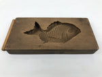 Japanese Wood Carved Kashigata Cake Mold Vtg Sweet Wagashi Tai Madai Fish Kg818