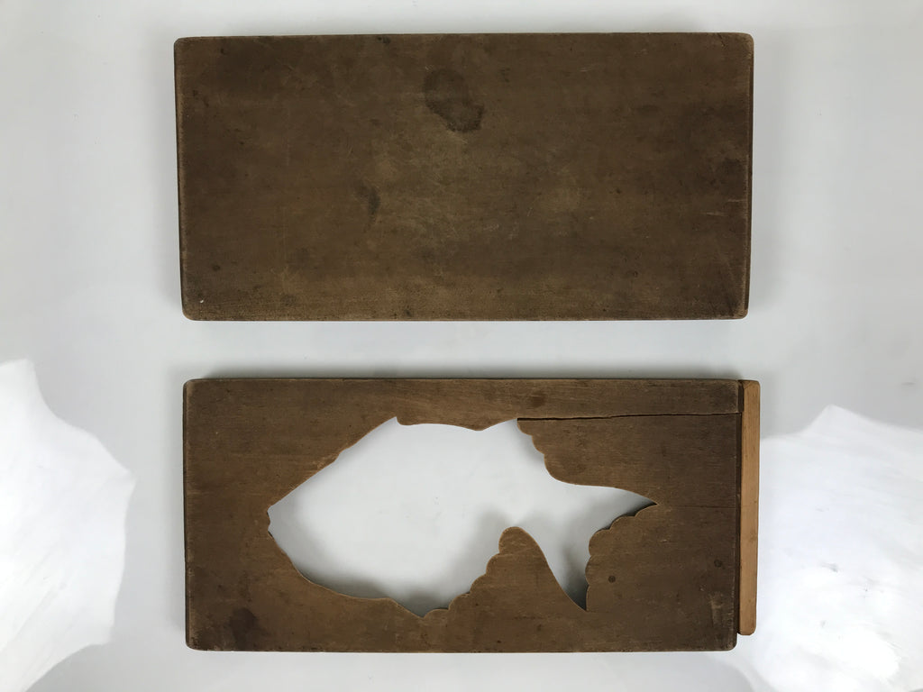 Japanese Wood Carved Kashigata Cake Mold Vtg Sweet Wagashi Tai Madai Fish Kg818
