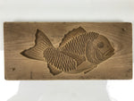 Japanese Wood Carved Kashigata Cake Mold Vtg Sweet Wagashi Tai Madai Fish Kg819