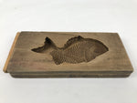 Japanese Wood Carved Kashigata Cake Mold Vtg Sweet Wagashi Tai Madai Fish Kg819