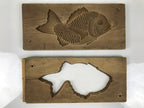 Japanese Wood Carved Kashigata Cake Mold Vtg Sweet Wagashi Tai Madai Fish Kg819