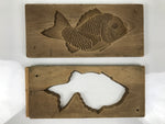Japanese Wood Carved Kashigata Cake Mold Vtg Sweet Wagashi Tai Madai Fish Kg819