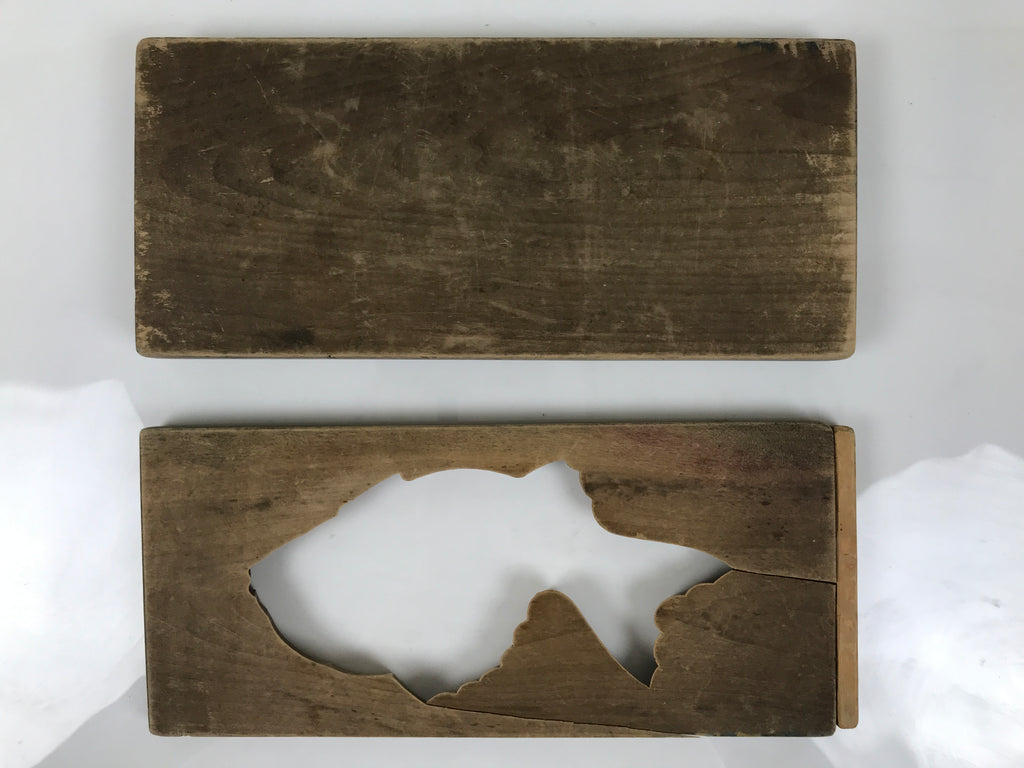 Japanese Wood Carved Kashigata Cake Mold Vtg Sweet Wagashi Tai Madai Fish Kg819