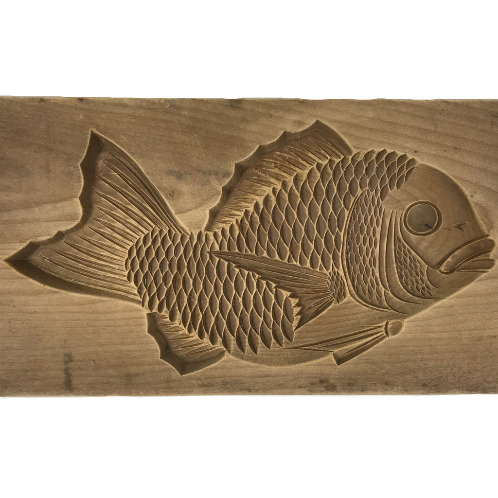 Japanese Wood Carved Kashigata Cake Mold Vtg Sweet Wagashi Tai Madai Fish Kg819