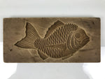 Japanese Wood Carved Kashigata Cake Mold Vtg Sweet Wagashi Tai Madai Fish Kg820