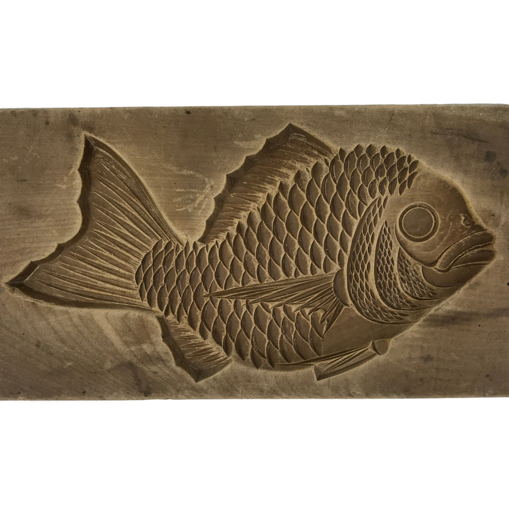 Japanese Wood Carved Kashigata Cake Mold Vtg Sweet Wagashi Tai Madai Fish Kg820