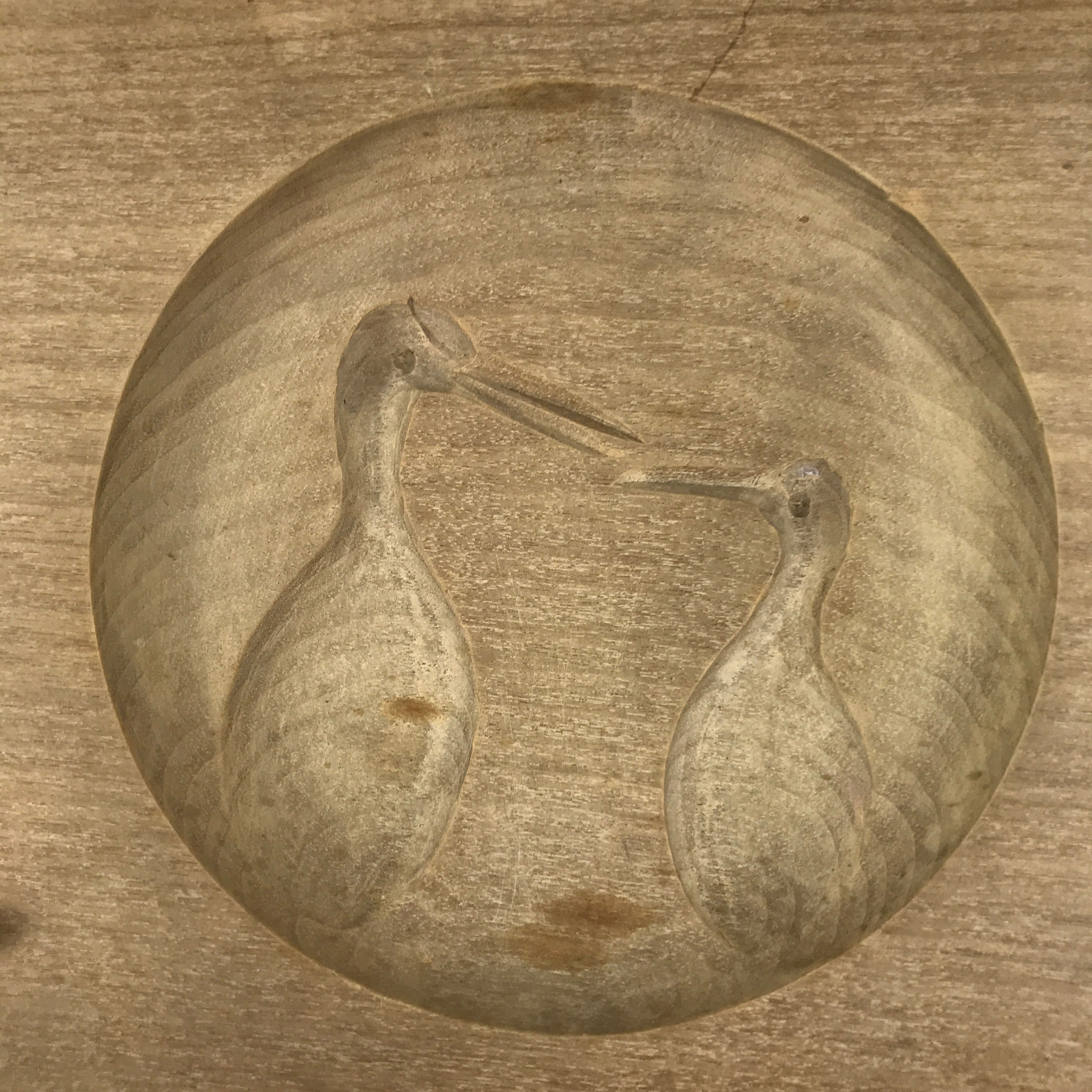 Japanese Wood Carved Kashigata Cake Mold Vtg Sweet Wagashi Tsuru Crane Kg617
