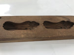 Japanese Wood Carved Kashigata Cake Mold Vtg Sweet Wagashi Warabi Fern Kg570