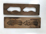 Japanese Wood Carved Kashigata Cake Mold Vtg Sweet Wagashi Warabi Fern Kg570