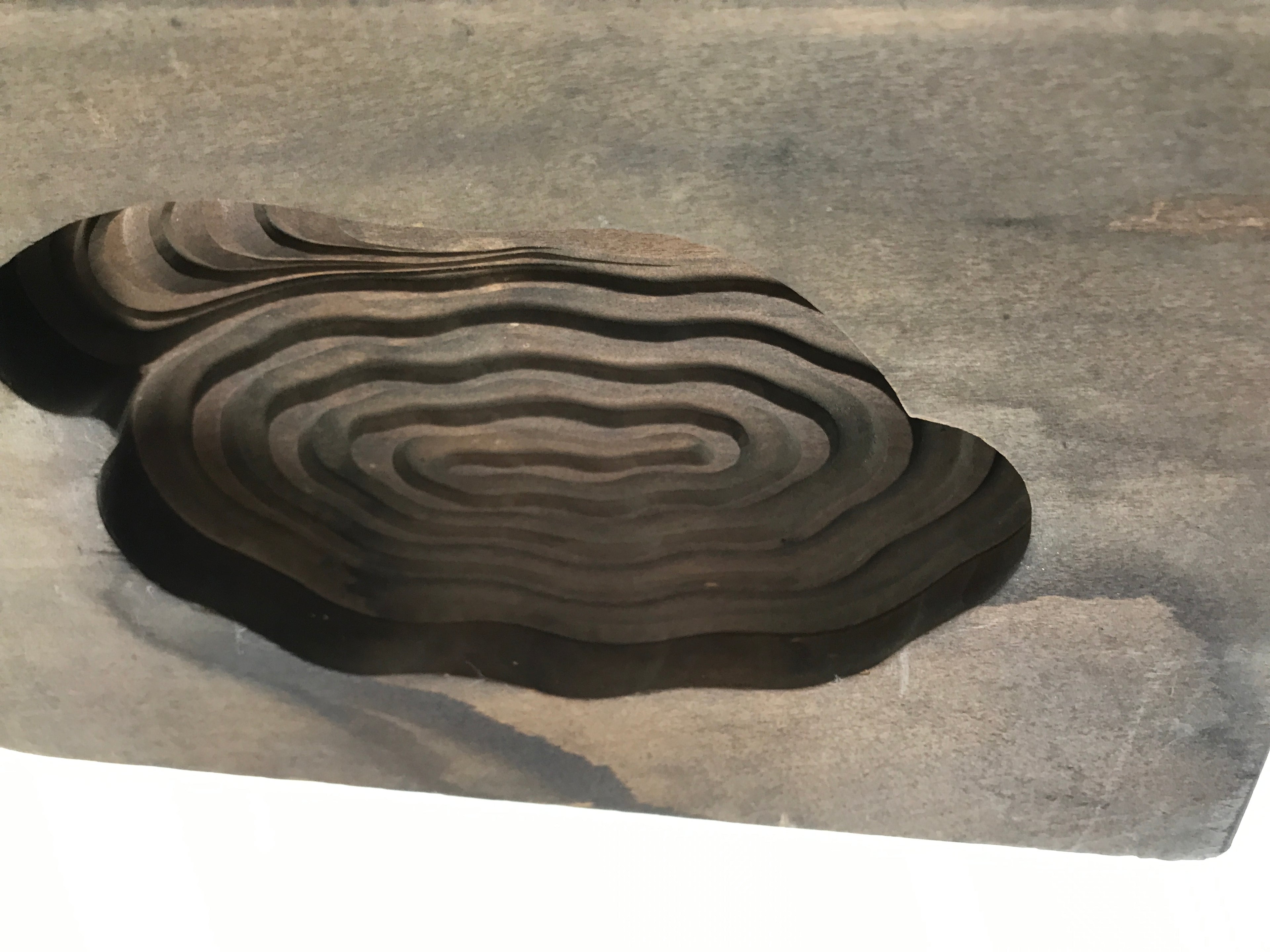 Japanese Wood Carved Kashigata Cake Mold Vtg Sweet Wagashi Water Ripple Kg583