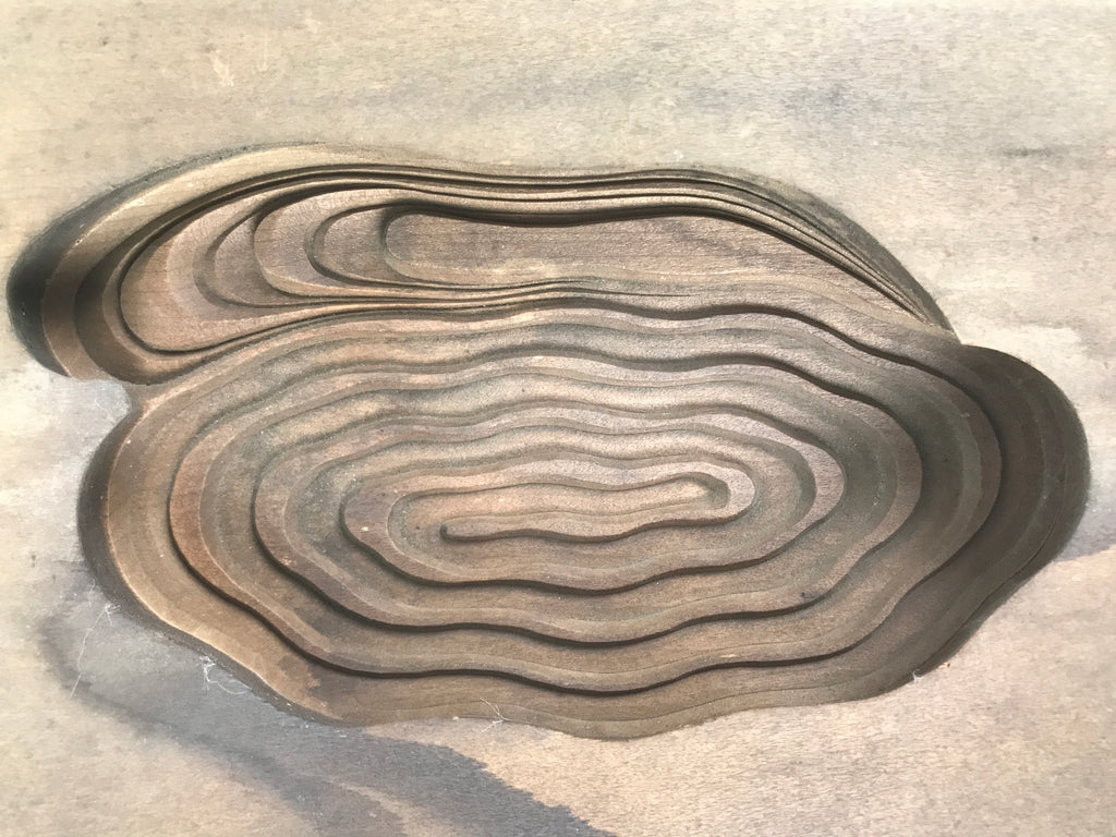 Japanese Wood Carved Kashigata Cake Mold Vtg Sweet Wagashi Water Ripple Kg583