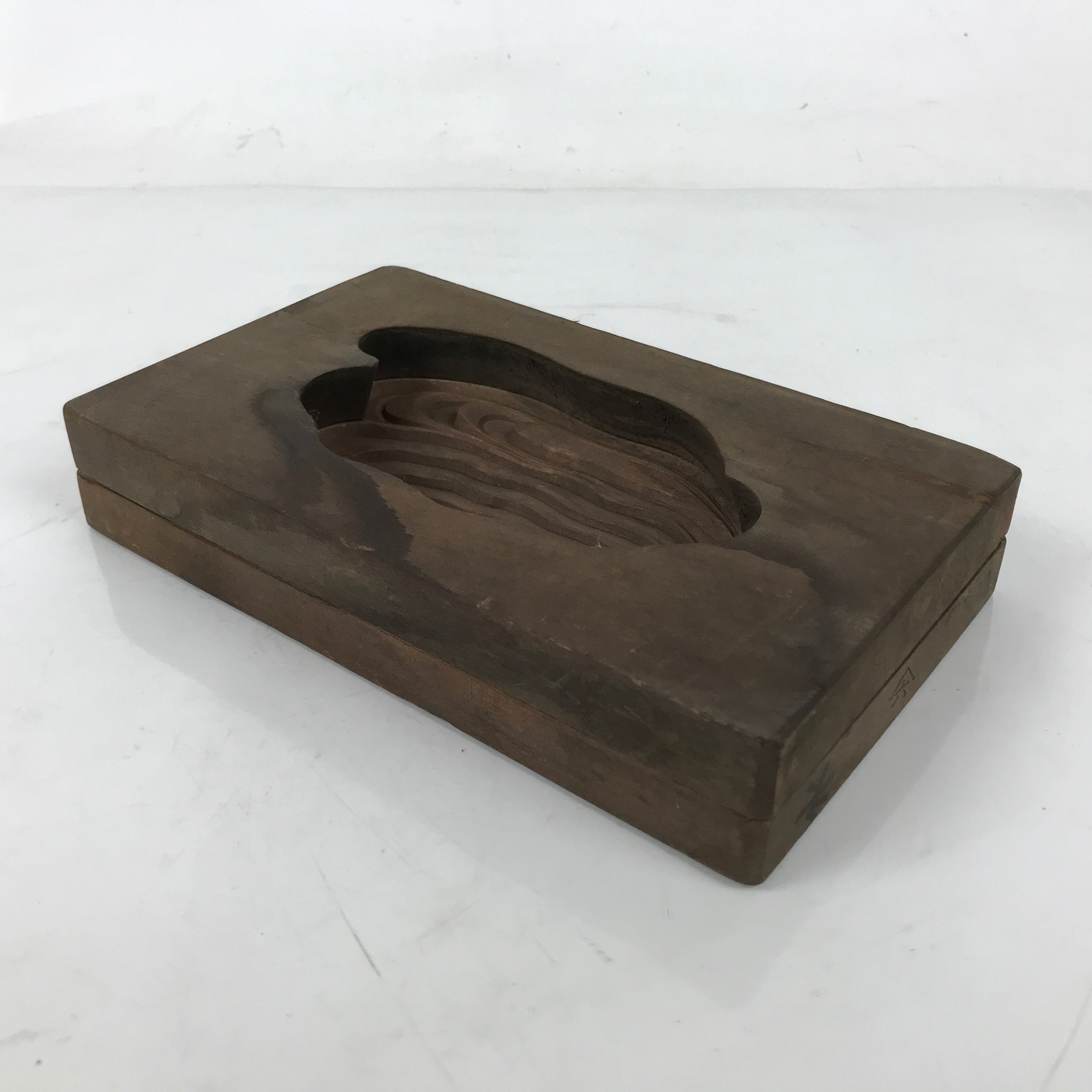 Japanese Wood Carved Kashigata Cake Mold Vtg Sweet Wagashi Water Ripple Kg583