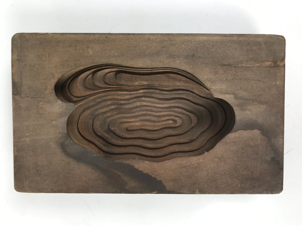 Japanese Wood Carved Kashigata Cake Mold Vtg Sweet Wagashi Water Ripple Kg583