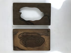 Japanese Wood Carved Kashigata Cake Mold Vtg Sweet Wagashi Water Ripple Kg583