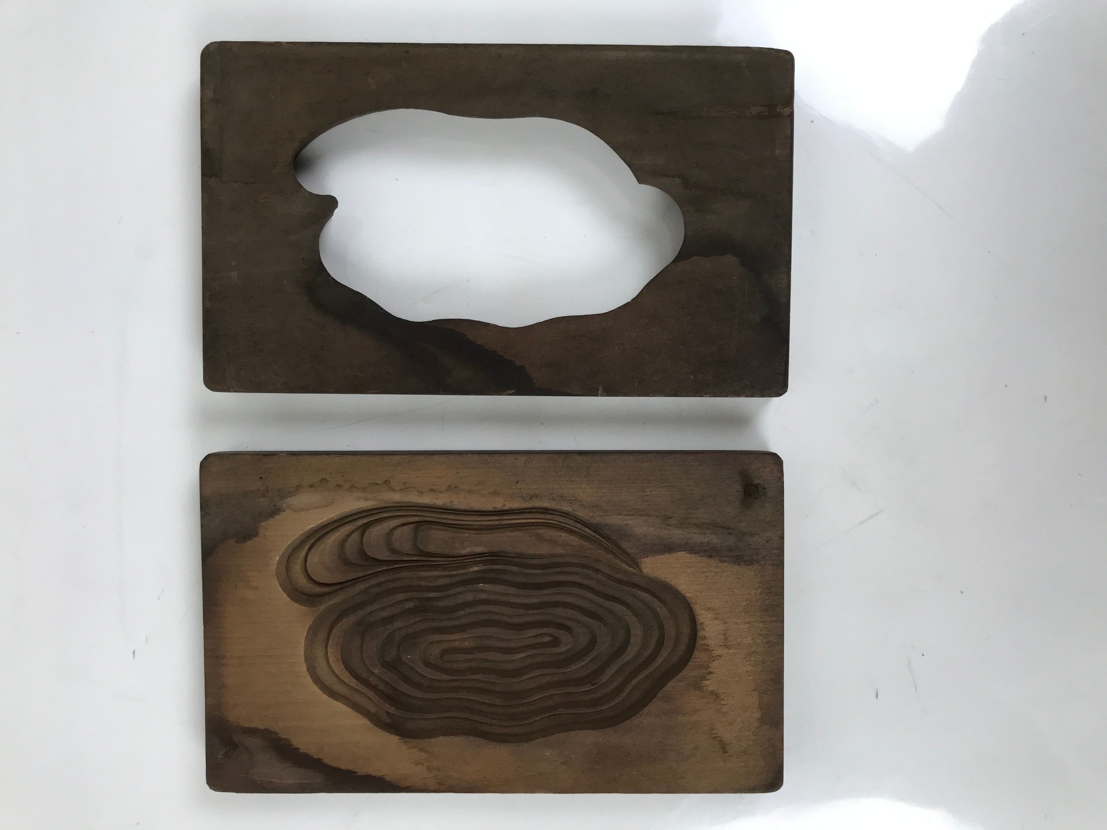 Japanese Wood Carved Kashigata Cake Mold Vtg Sweet Wagashi Water Ripple Kg583