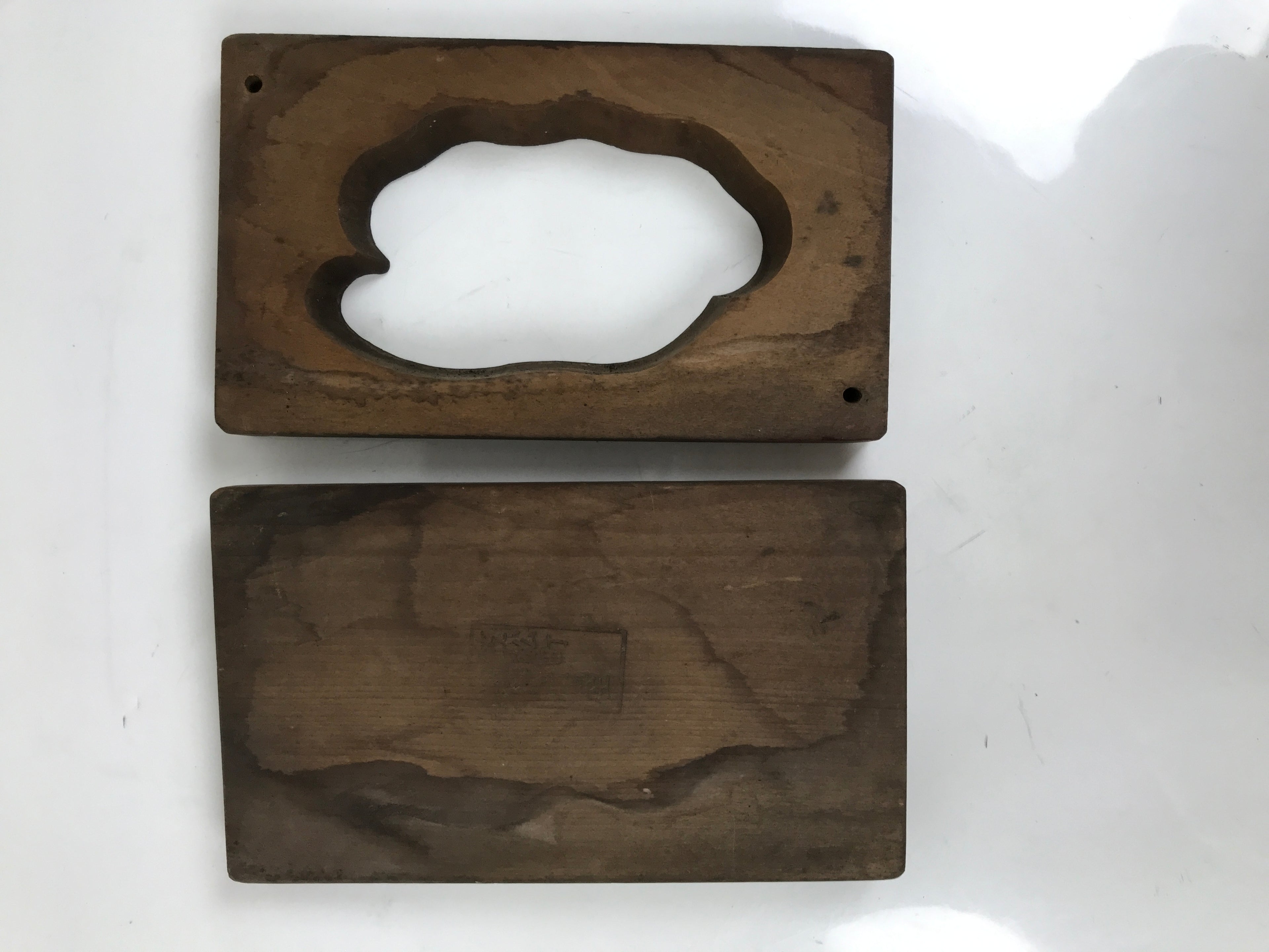 Japanese Wood Carved Kashigata Cake Mold Vtg Sweet Wagashi Water Ripple Kg583