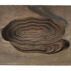 Japanese Wood Carved Kashigata Cake Mold Vtg Sweet Wagashi Water Ripple Kg583