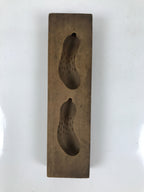 Japanese Wood Carved Kashigata Cake Mold Vtg Sweet Wagashi Zucchini Gourd Kg620