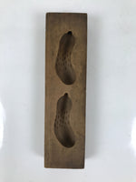Japanese Wood Carved Kashigata Cake Mold Vtg Sweet Wagashi Zucchini Gourd Kg620