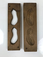 Japanese Wood Carved Kashigata Cake Mold Vtg Sweet Wagashi Zucchini Gourd Kg620