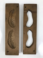 Japanese Wood Carved Kashigata Cake Mold Vtg Sweet Wagashi Zucchini Gourd Kg620