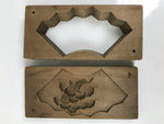 Japanese Wood Carved Kashigata Cake Mold Vtg Wagashi Folding Fan Pine Tree Kg688