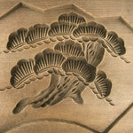 Japanese Wood Carved Kashigata Cake Mold Vtg Wagashi Folding Fan Pine Tree Kg688