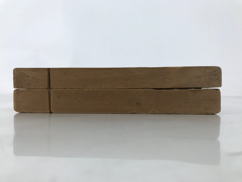 Japanese Wood Carved Kashigata Cake Mold Vtg Wagashi Komatsuna Spinach Kg722