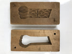 Japanese Wood Carved Kashigata Cake Mold Vtg Wagashi Komatsuna Spinach Kg722
