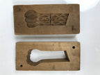 Japanese Wood Carved Kashigata Cake Mold Vtg Wagashi Komatsuna Spinach Kg722
