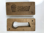 Japanese Wood Carved Kashigata Cake Mold Vtg Wagashi Komatsuna Spinach Kg722