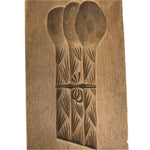 Japanese Wood Carved Kashigata Cake Mold Vtg Wagashi Komatsuna Spinach Kg722