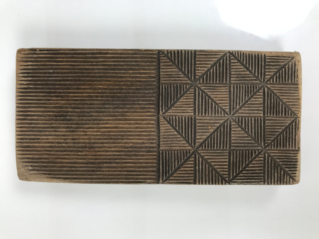 Japanese Wood Carved Kashigata Cake Mold Wagashi Line Pattern Back Plate Kg769