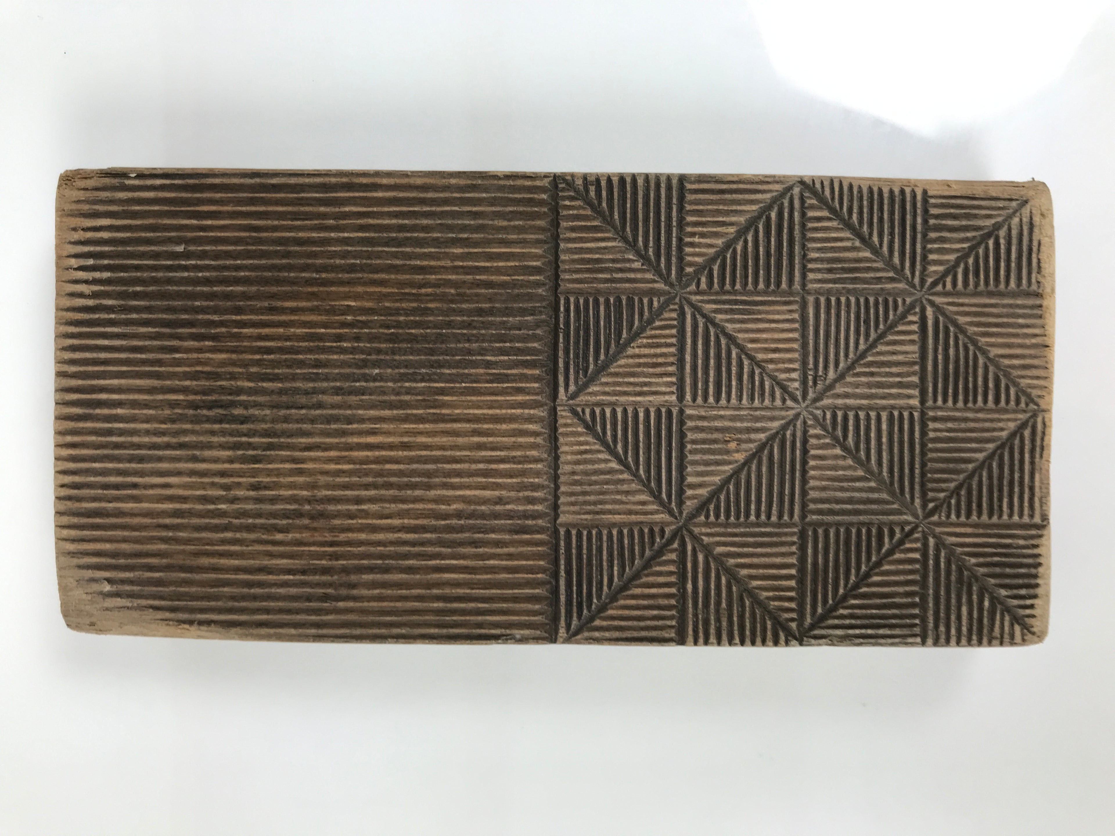 Japanese Wood Carved Kashigata Cake Mold Wagashi Line Pattern Back Plate Kg769