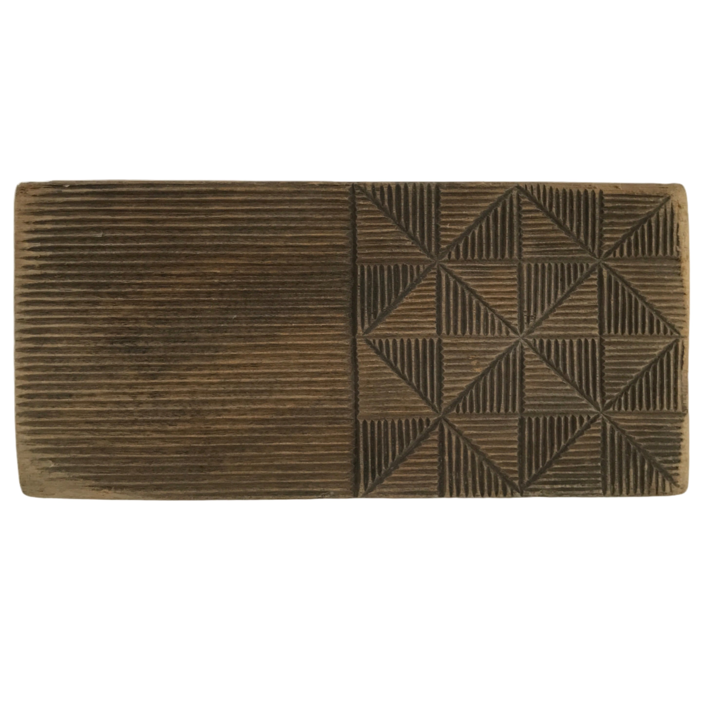 Japanese Wood Carved Kashigata Cake Mold Wagashi Line Pattern Back Plate Kg769