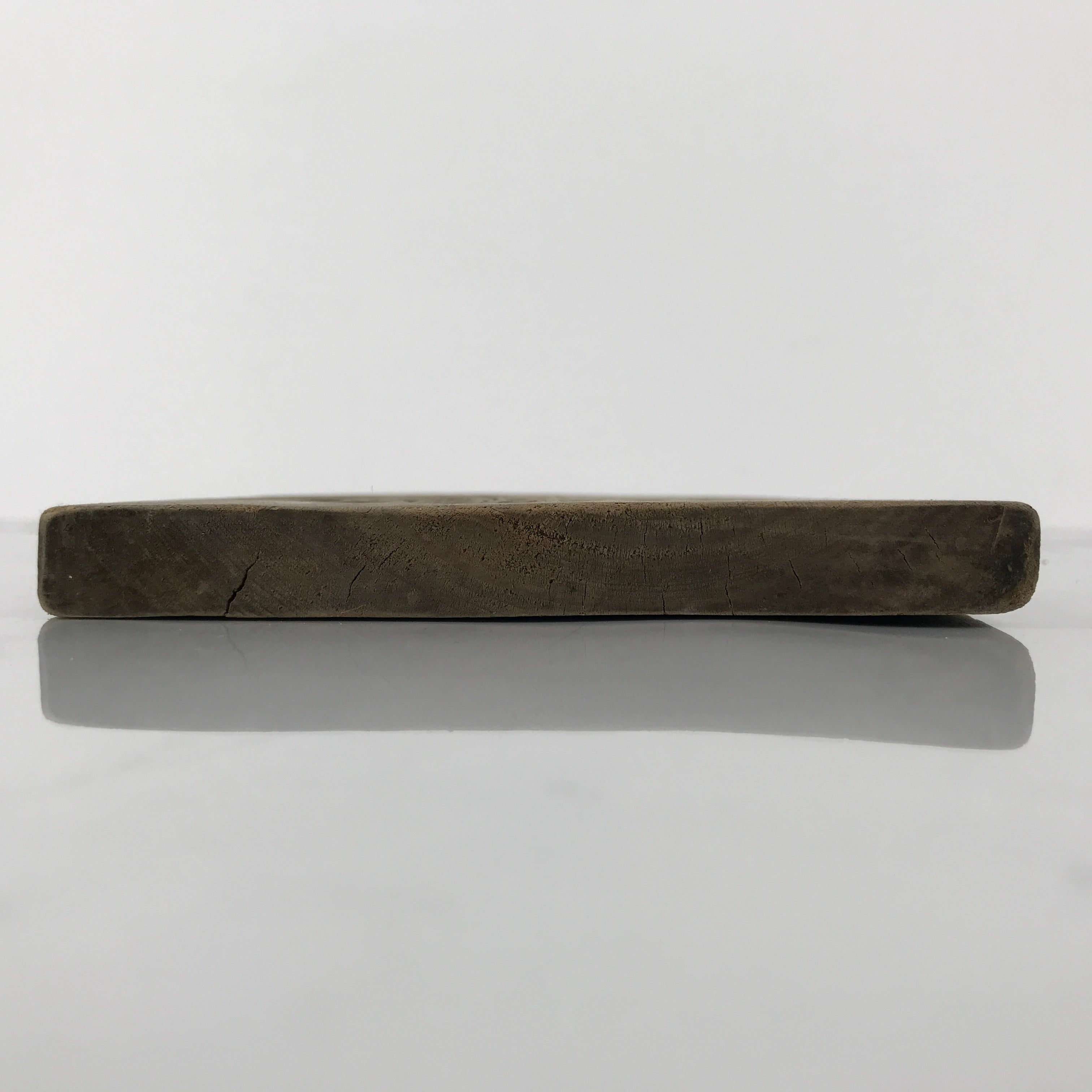 Japanese Wood Carved Kashigata Cake Mold Wagashi Lotus Leaf Back Plate Kg752