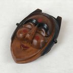 Japanese Wood Carving Noh Mask Kagura Face Vtg Kidoairaku Kyogen Gigaku OM37