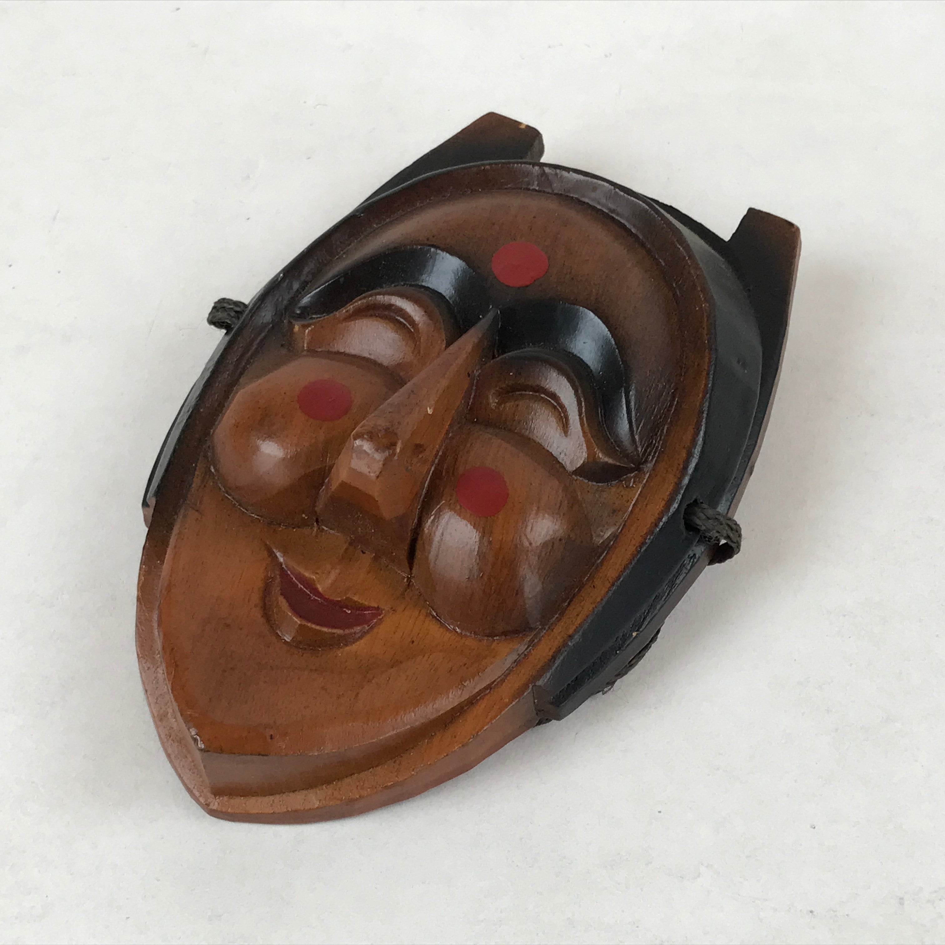 Japanese Wood Carving Noh Mask Kagura Face Vtg Kidoairaku Kyogen Gigaku OM37