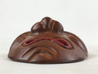 Japanese Wood Carving Noh Mask Kagura Face Vtg Kidoairaku Sadness Brown OM38