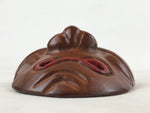 Japanese Wood Carving Noh Mask Kagura Face Vtg Kidoairaku Sadness Brown OM38